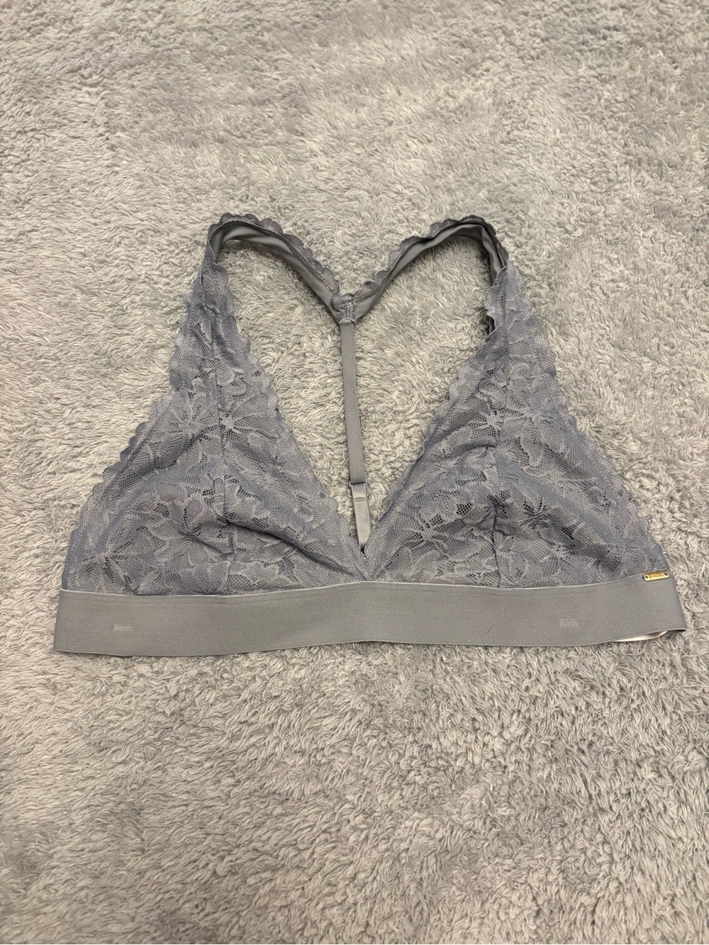PINK Victoria's Secret Lace Triangle Bralette in Light Gray Size XL